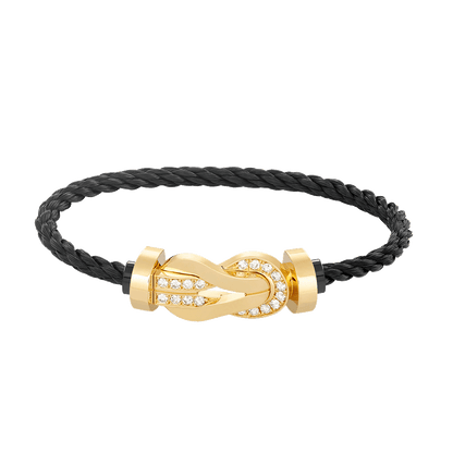 [Novalux]LARGE 8-FIGURE BUCKLE HALF DIAMOND BRACELET - GOLD