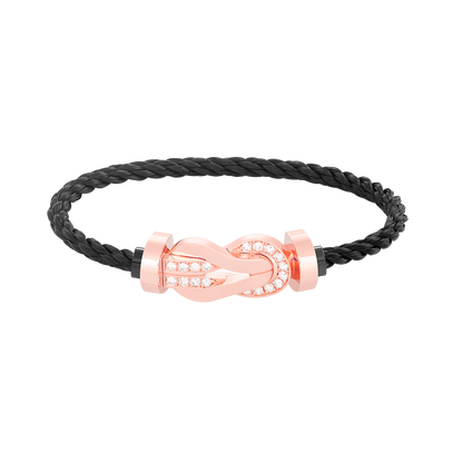[Novalux]LARGE 8-FIGURE BUCKLE HALF DIAMOND BRACELET - ROSE GOLD