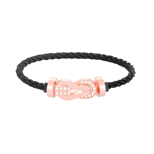 [Novalux]LARGE 8-FIGURE BUCKLE HALF DIAMOND BRACELET - ROSE GOLD