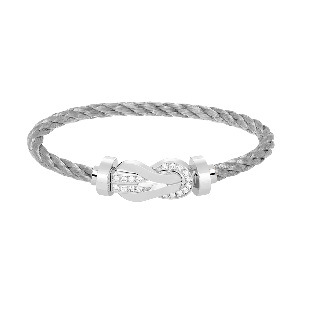 [Novalux]LARGE 8-FIGURE BUCKLE HALF DIAMOND BRACELET - WHITE GOLD