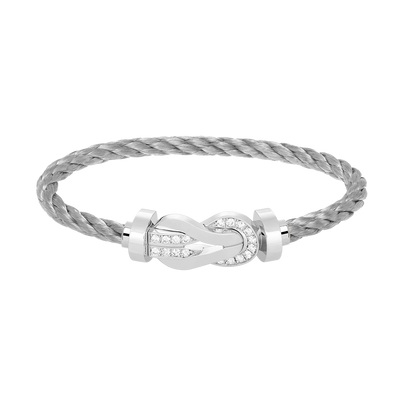 [Novalux]LARGE 8-FIGURE BUCKLE HALF DIAMOND BRACELET - WHITE GOLD