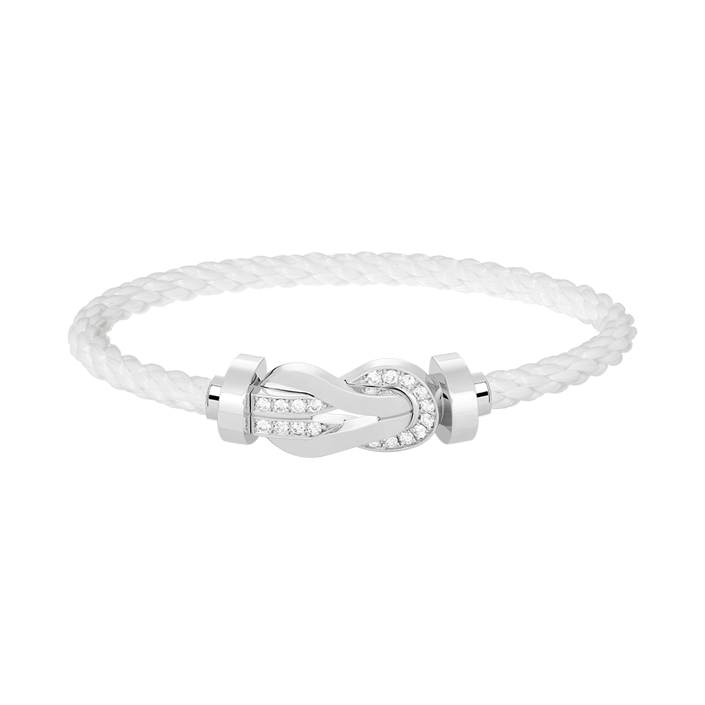[Novalux]LARGE 8-FIGURE BUCKLE HALF DIAMOND BRACELET - WHITE GOLD