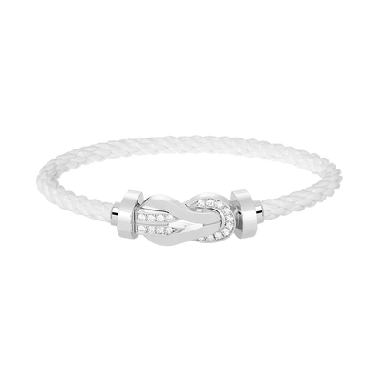 [Novalux]LARGE 8-FIGURE BUCKLE HALF DIAMOND BRACELET - WHITE GOLD