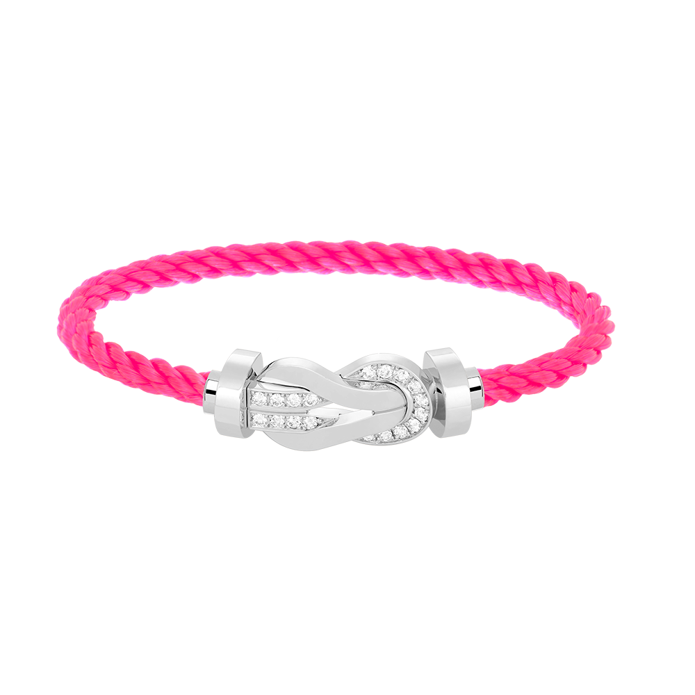 [Novalux]LARGE 8-FIGURE BUCKLE HALF DIAMOND BRACELET - WHITE GOLD