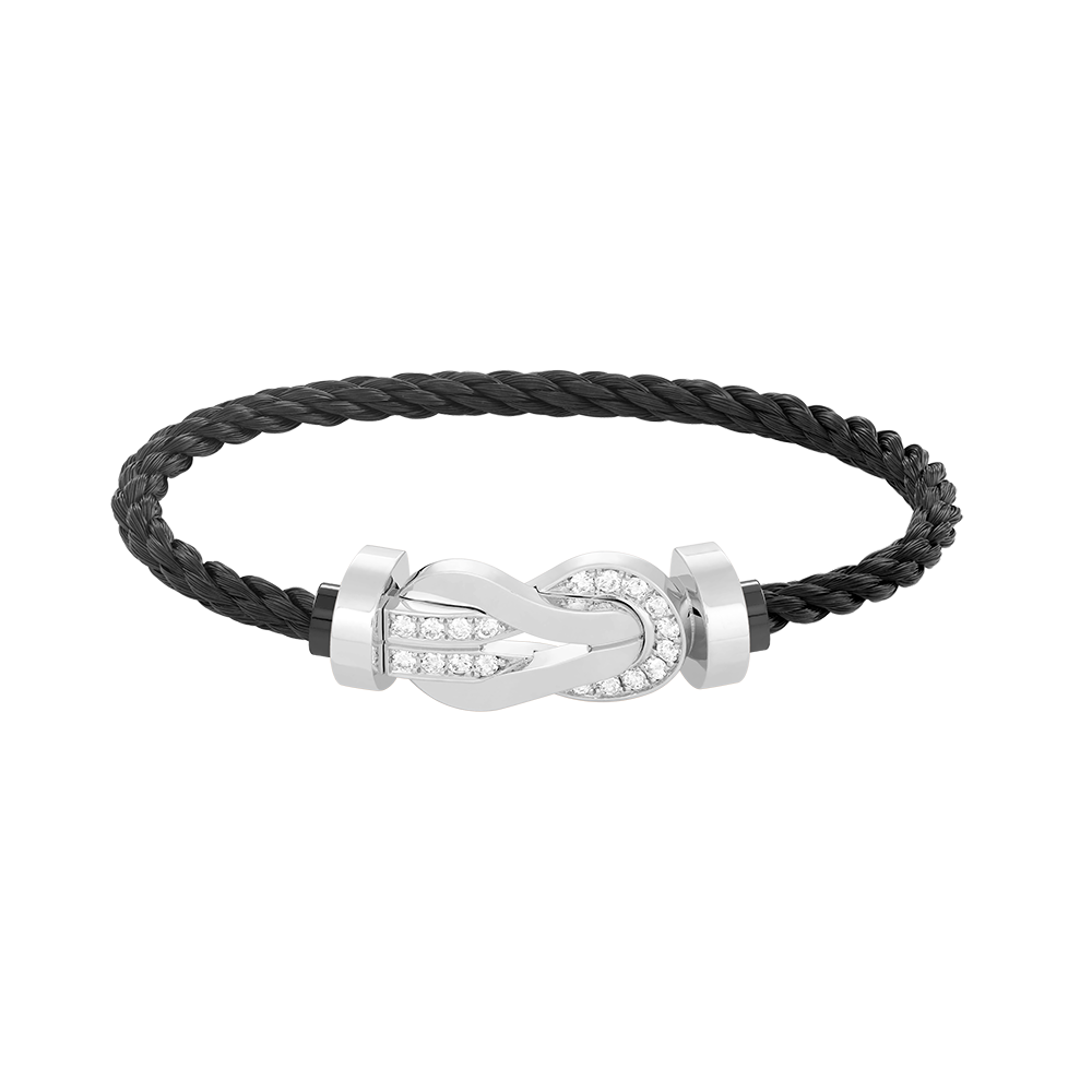 [Novalux]LARGE 8-FIGURE BUCKLE HALF DIAMOND BRACELET - WHITE GOLD