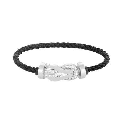 [Novalux]LARGE 8-FIGURE BUCKLE HALF DIAMOND BRACELET - WHITE GOLD