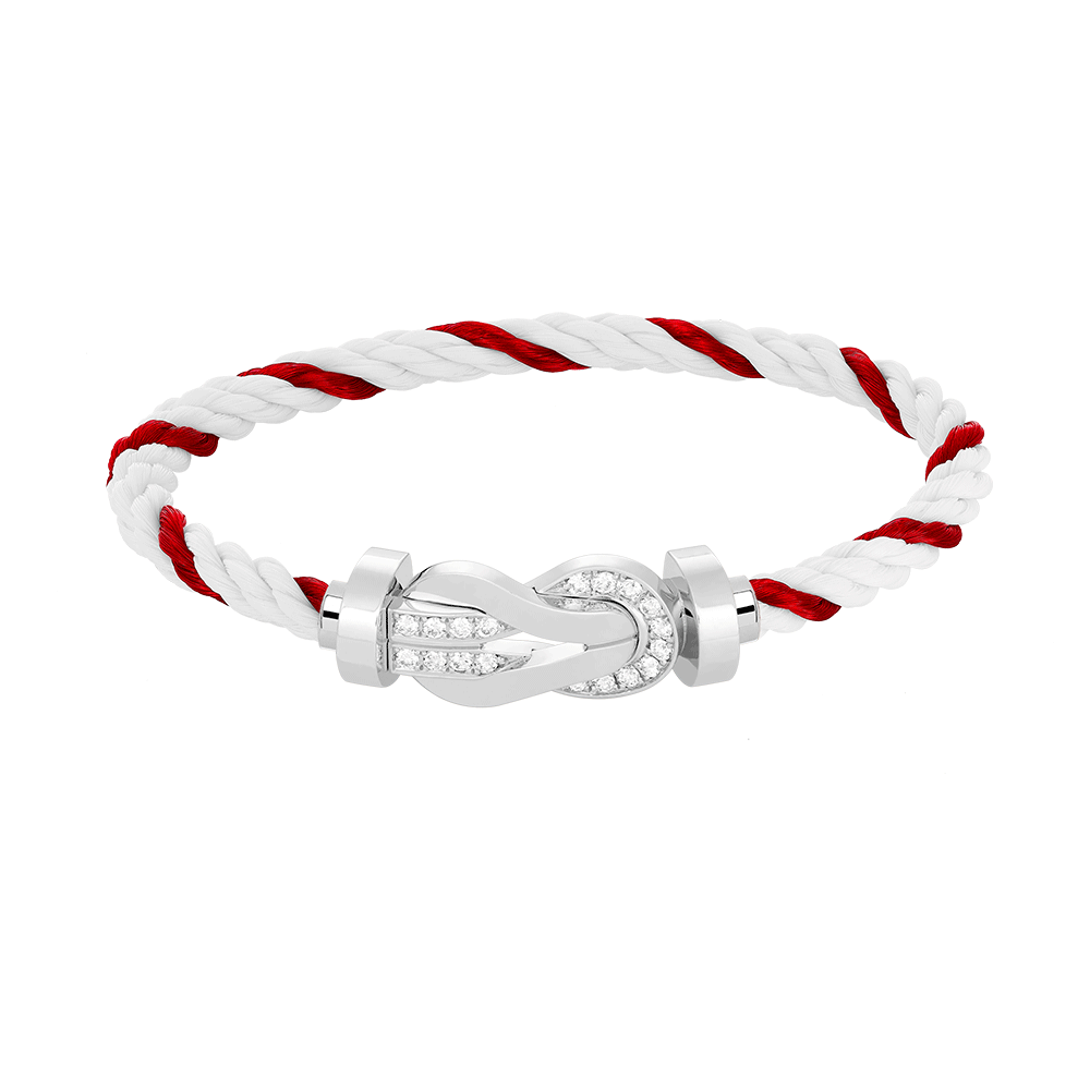 [Novalux]LARGE 8-FIGURE BUCKLE HALF DIAMOND BRACELET - WHITE GOLD