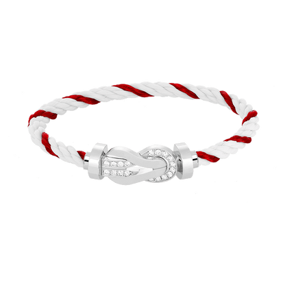 [Novalux]LARGE 8-FIGURE BUCKLE HALF DIAMOND BRACELET - WHITE GOLD