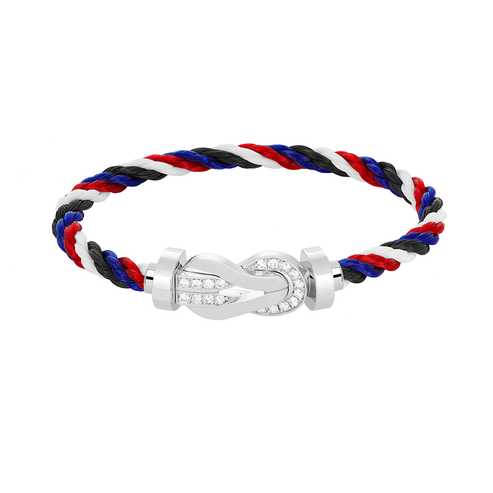 [Novalux]LARGE 8-FIGURE BUCKLE HALF DIAMOND BRACELET - WHITE GOLD