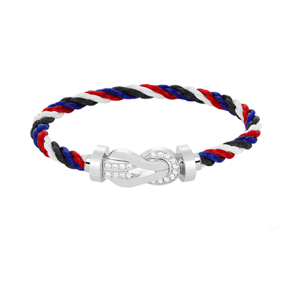 [Novalux]LARGE 8-FIGURE BUCKLE HALF DIAMOND BRACELET - WHITE GOLD