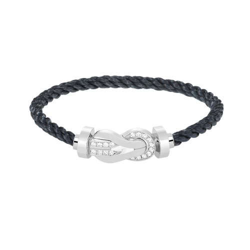[Novalux]LARGE 8-FIGURE BUCKLE HALF DIAMOND BRACELET - WHITE GOLD