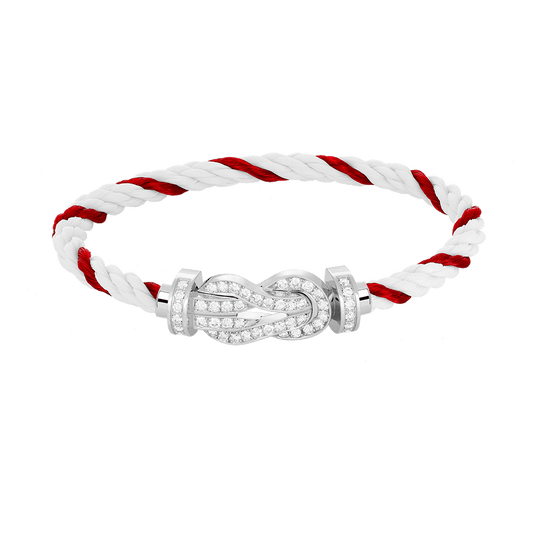 [Novalux]LARGE 8-FIGURE BUCKLE FULL DIAMOND BRACELET -WHITE GOLD