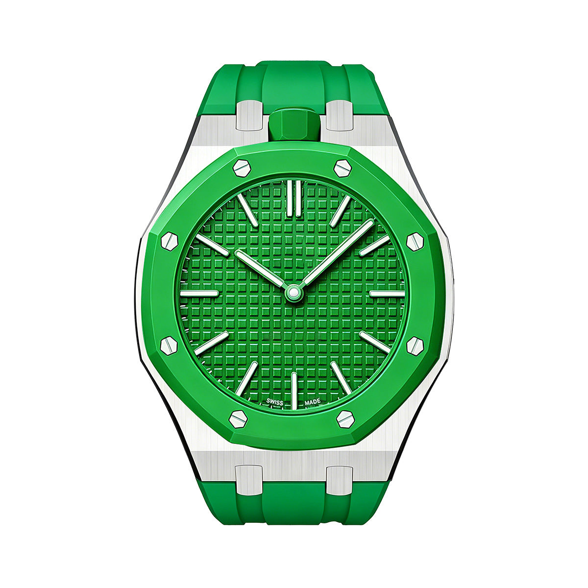 [Novalux]OAK POP GREEN STEEL SILICONE STRAP