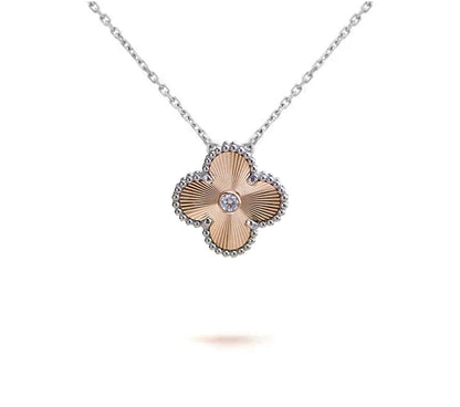 [Novalux]15MM CLOVER FLOWER PENDANT NECKLACE WHITE GOLD COLLECTION