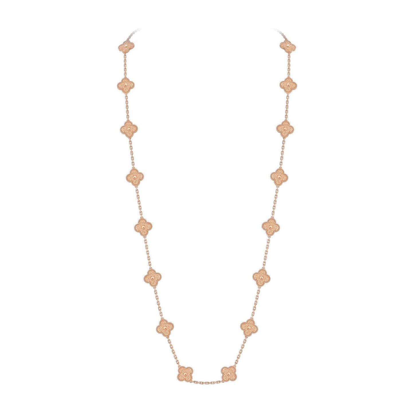 [Novalux]CLASSIC 20-MOTIF LUCKY CLOVER LONG NECKLACE ROSE GOLD COLLECTION