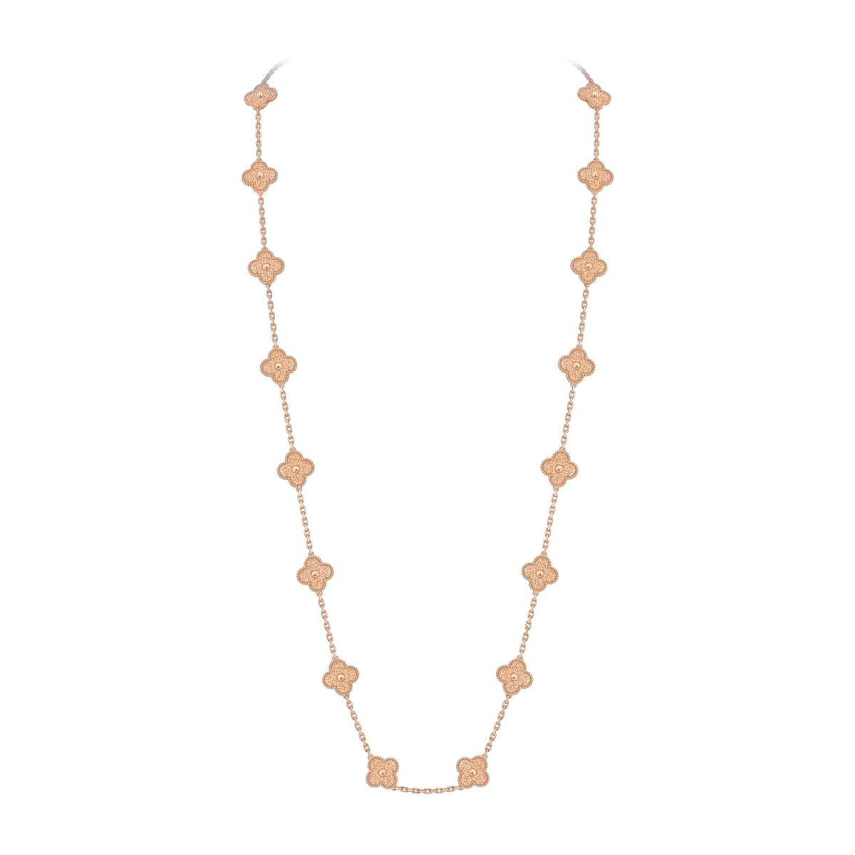 [Novalux]CLASSIC 20-MOTIF LUCKY CLOVER LONG NECKLACE ROSE GOLD COLLECTION