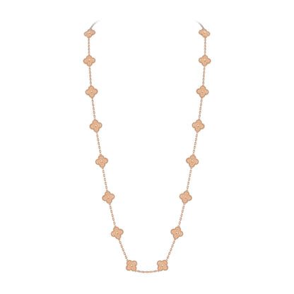 [Novalux]CLASSIC 20-MOTIF LUCKY CLOVER LONG NECKLACE ROSE GOLD COLLECTION