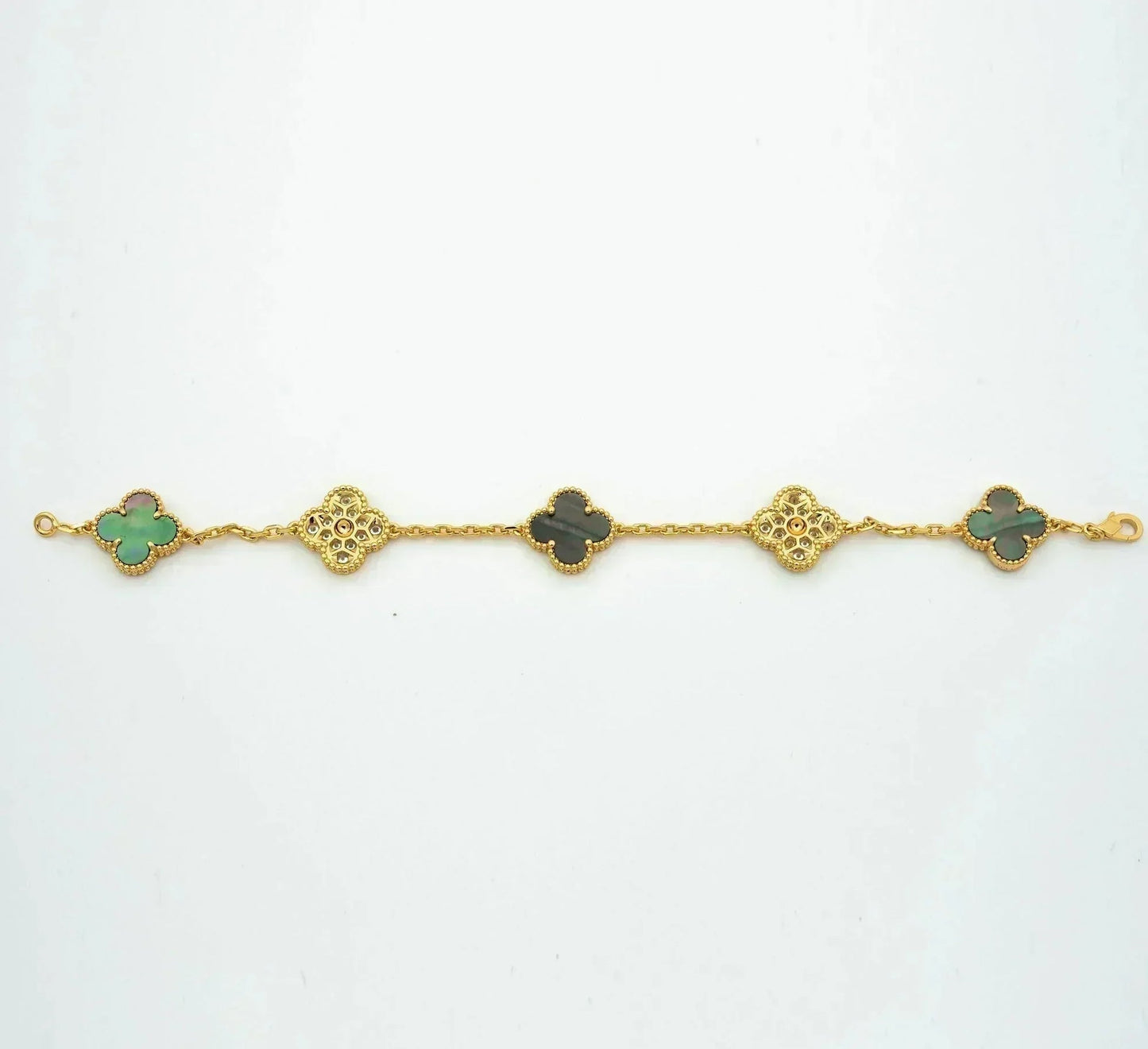 [Novalux]LUCKY CLOVER 5-MOTIF BRACELET - GREY MOTHER-OF-PEARL COLLECTION
