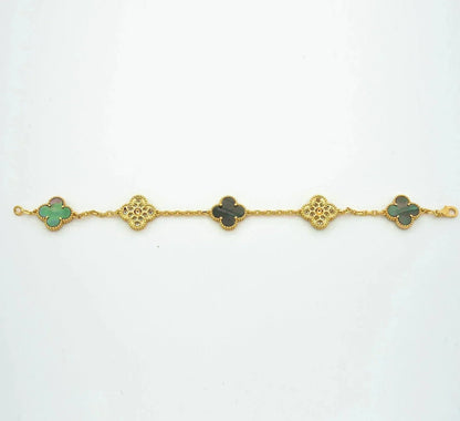 [Novalux]LUCKY CLOVER 5-MOTIF BRACELET - GREY MOTHER-OF-PEARL COLLECTION