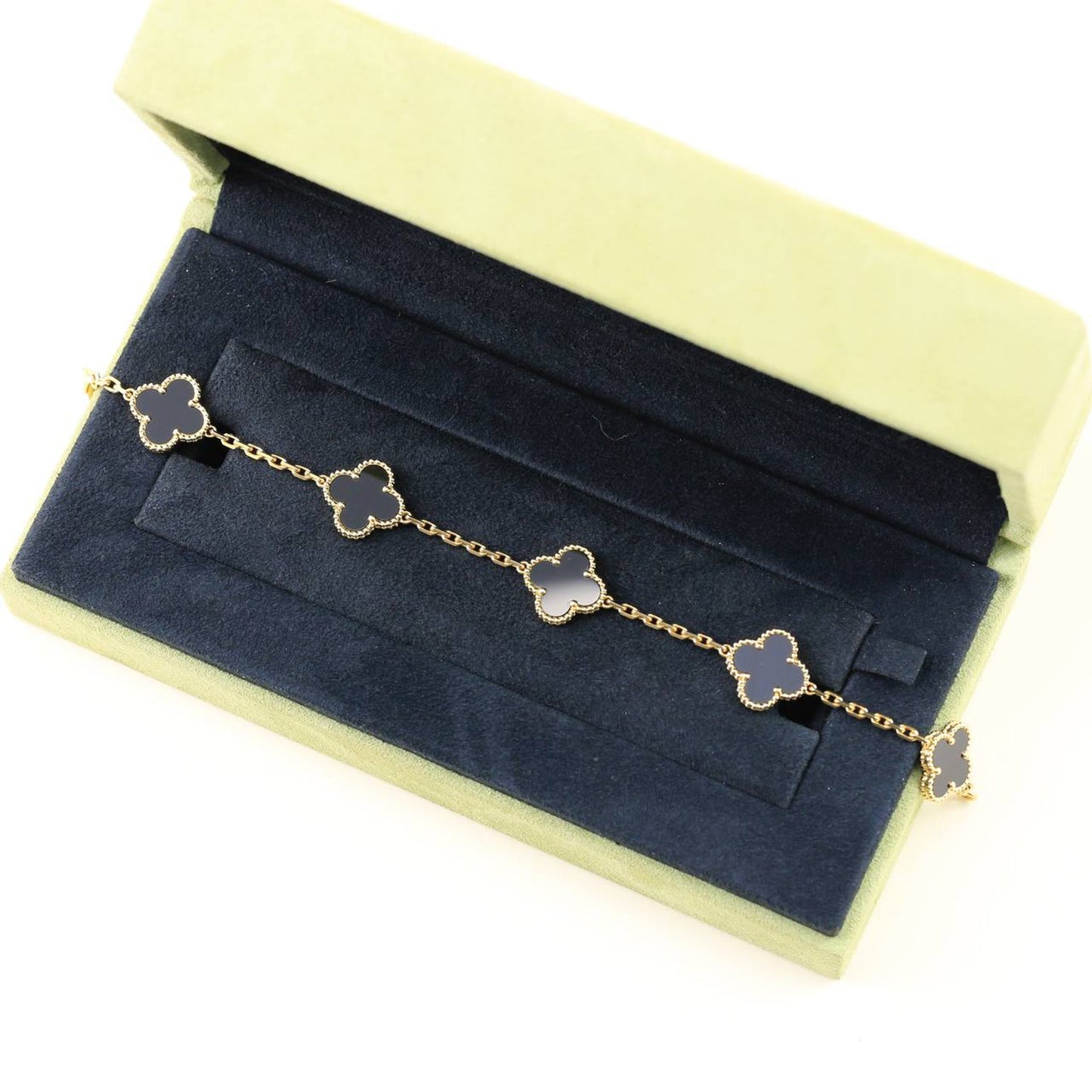 [Novalux]LUCKY CLOVER 5-MOTIF BRACELET - BLACK OXNY COLLECTION