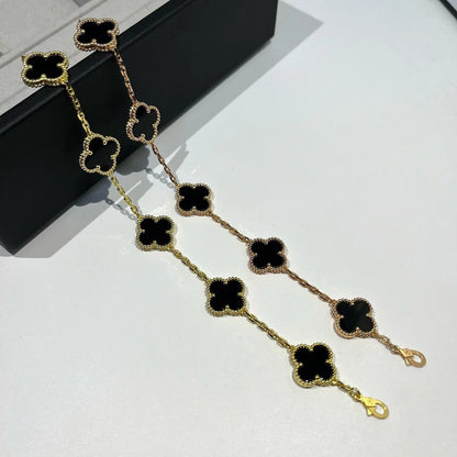 [Novalux]LUCKY CLOVER 5-MOTIF BRACELET - BLACK OXNY COLLECTION