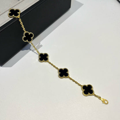 [Novalux]LUCKY CLOVER 5-MOTIF BRACELET - BLACK OXNY COLLECTION