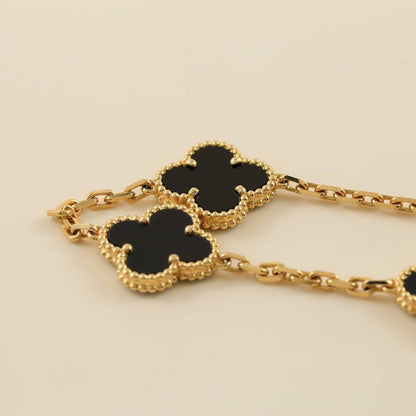 [Novalux]LUCKY CLOVER 5-MOTIF BRACELET - BLACK OXNY COLLECTION