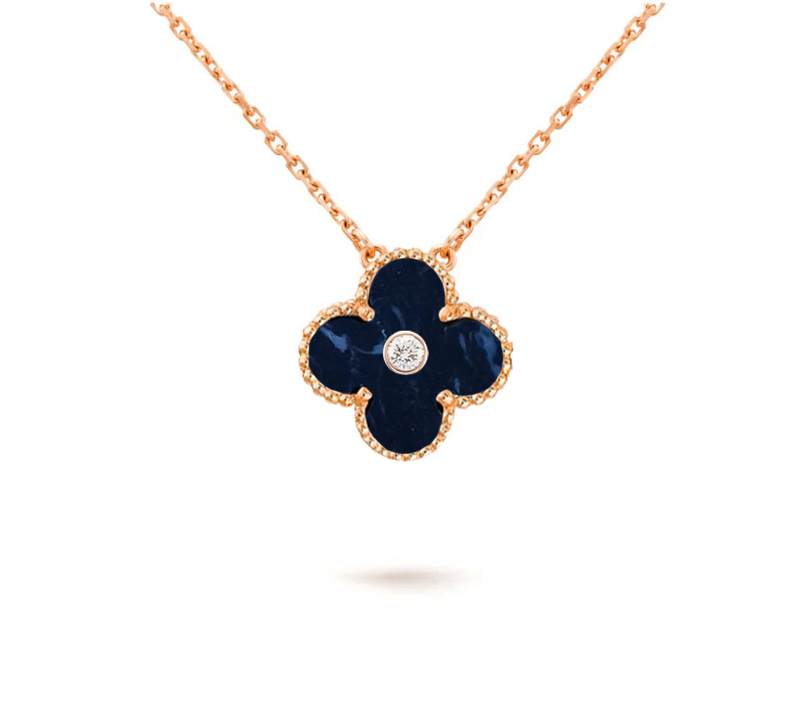 [Novalux]15MM CLOVER FLOWER DIAMOND PENDANT NECKLACE COLLECTION