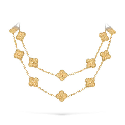 [Novalux]CLASSIC 20-MOTIF LUCKY CLOVER LONG NECKLACE GOLD COLLECTION