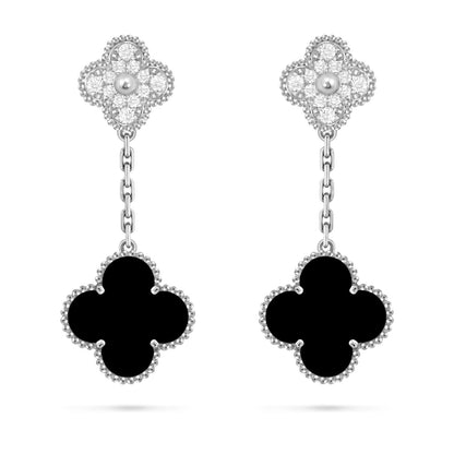[Novalux]CLOVER DUAL-MOTIF STATEMENT STUD EARRINGS - DOUBLE-CHARM COLLECTION