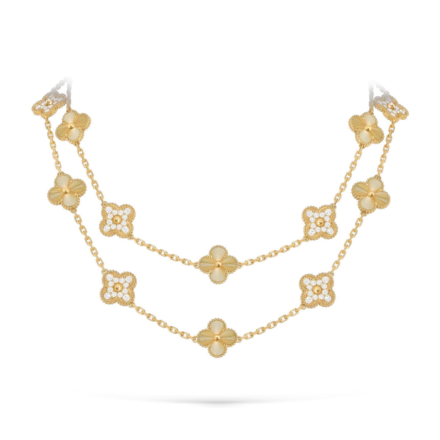 [Novalux]CLASSIC 20-MOTIF LUCKY CLOVER LONG NECKLACE GOLD COLLECTION