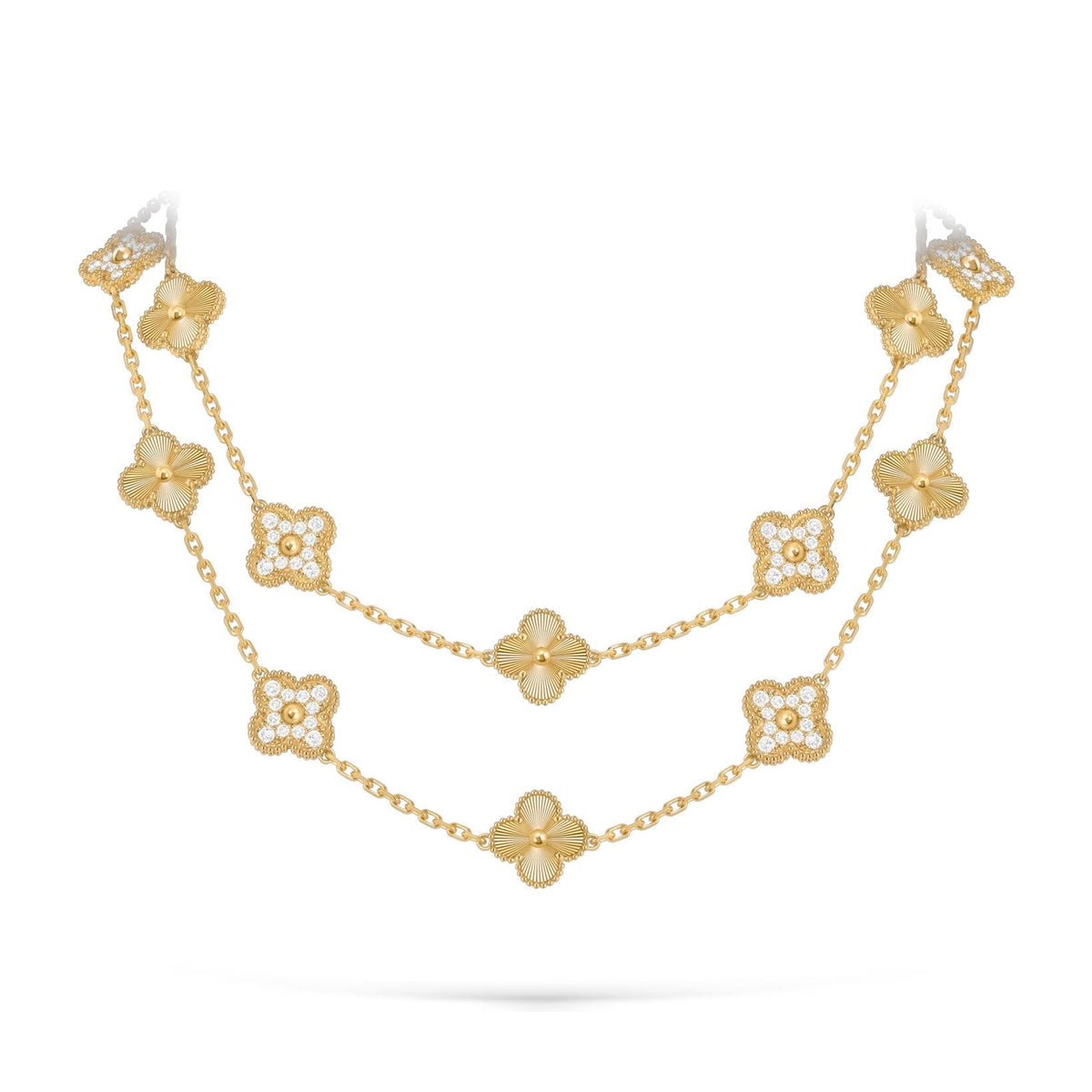 [Novalux]CLASSIC 20-MOTIF LUCKY CLOVER LONG NECKLACE GOLD COLLECTION