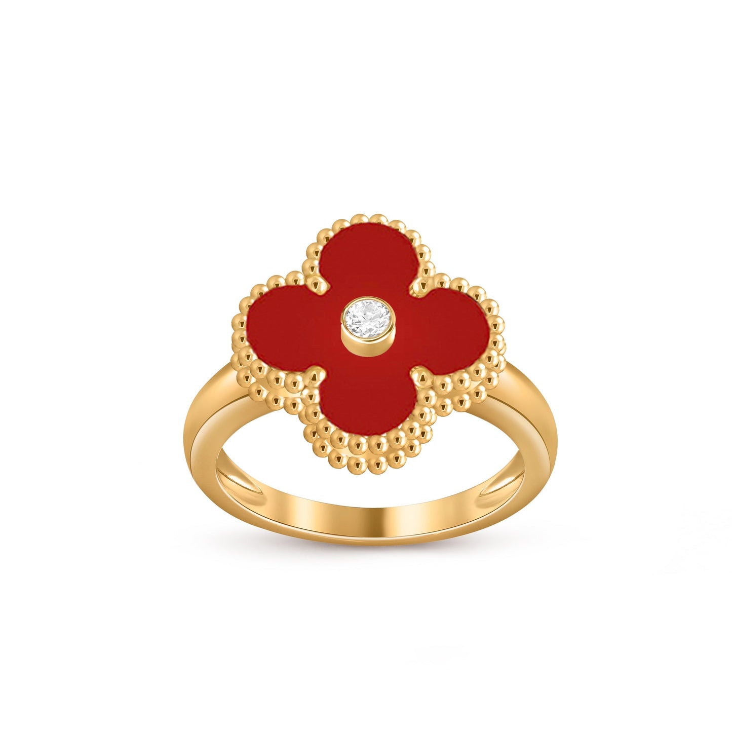 [Novalux]LUCKY CLOVER DIAMOND-ACCENT GOLD RING COLLECTION