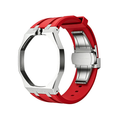[Novalux]OAK POP RED STEEL SILICONE STRAP