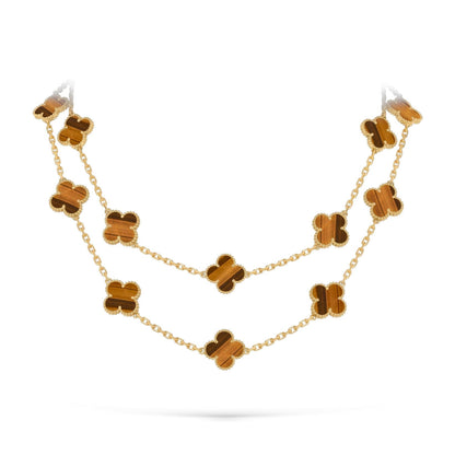 [Novalux]CLASSIC 20-MOTIF LUCKY CLOVER LONG NECKLACE GOLD COLLECTION