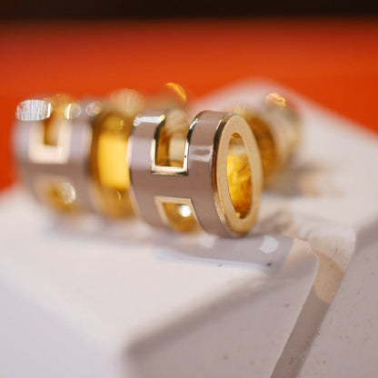 [Novalux]MINI POP H GOLD EARRINGS GREY
