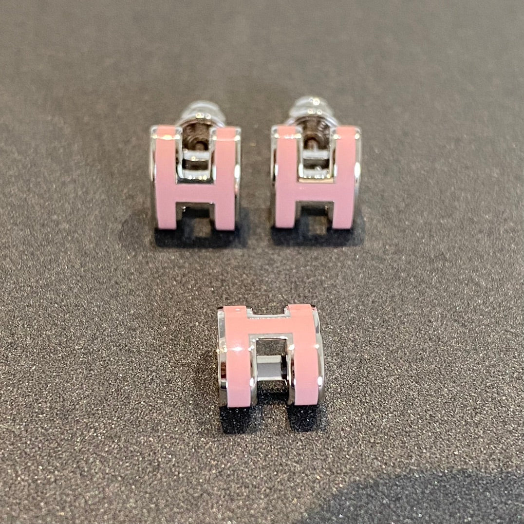 [Novalux]MINI POP H SILVER EARRINGS PINK