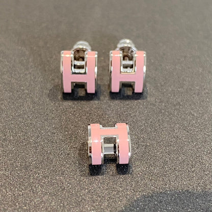 [Novalux]MINI POP H SILVER EARRINGS PINK