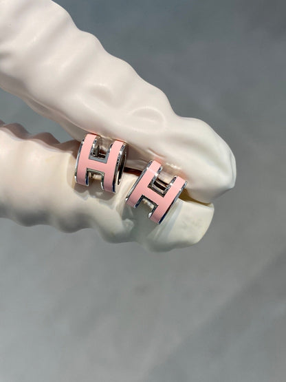 [Novalux]MINI POP H SILVER EARRINGS PINK