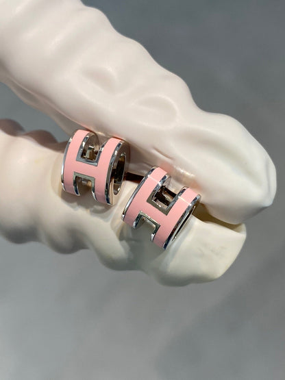 [Novalux]MINI POP H SILVER EARRINGS PINK