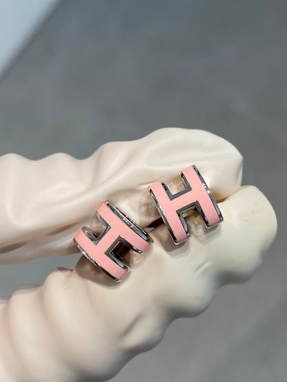 [Novalux]MINI POP H SILVER EARRINGS PINK