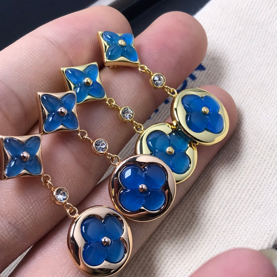 [Novalux]STAR AND SUN AGATE DIAMOND EARRINGS