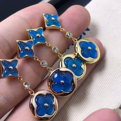 [Novalux]STAR AND SUN AGATE DIAMOND EARRINGS