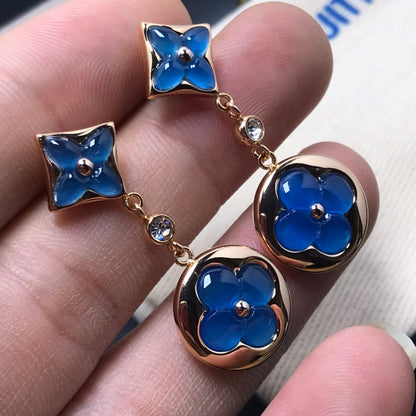 [Novalux]STAR AND SUN AGATE DIAMOND EARRINGS