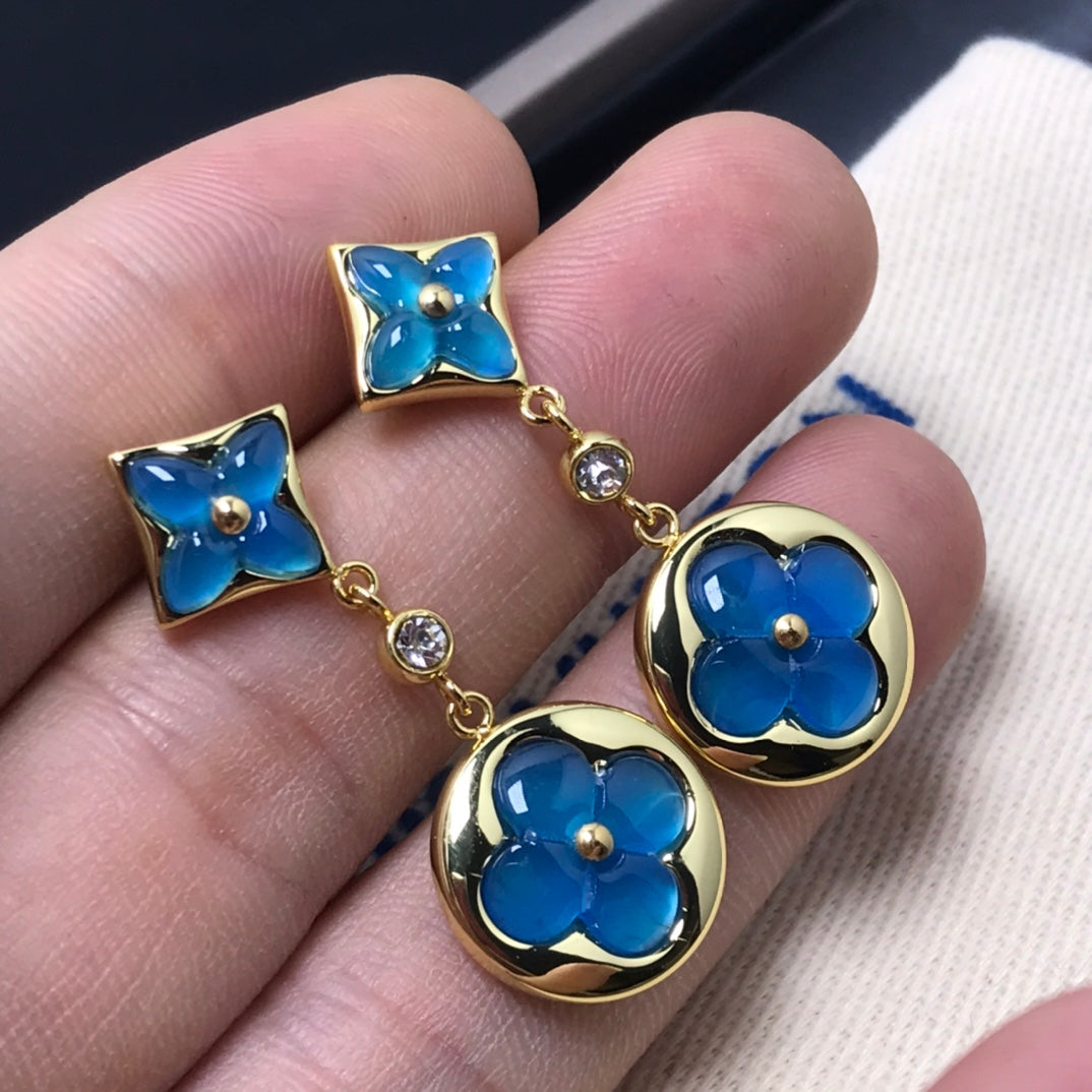 [Novalux]STAR AND SUN AGATE DIAMOND EARRINGS