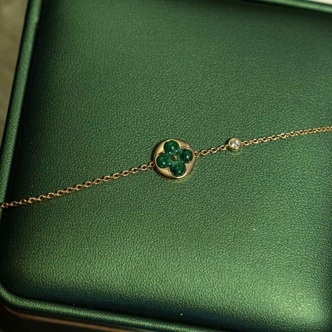 [Novalux]SUN MALACHITE 1 DIAMOND ROSE GOLD BRACELET