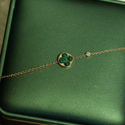 [Novalux]SUN MALACHITE 1 DIAMOND ROSE GOLD BRACELET