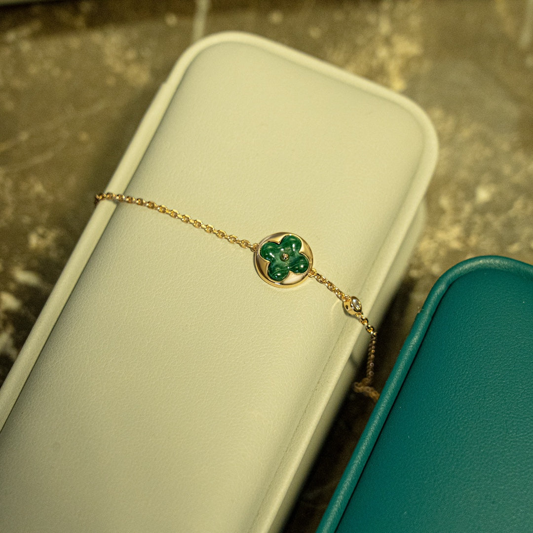 [Novalux]SUN MALACHITE 1 DIAMOND ROSE GOLD BRACELET