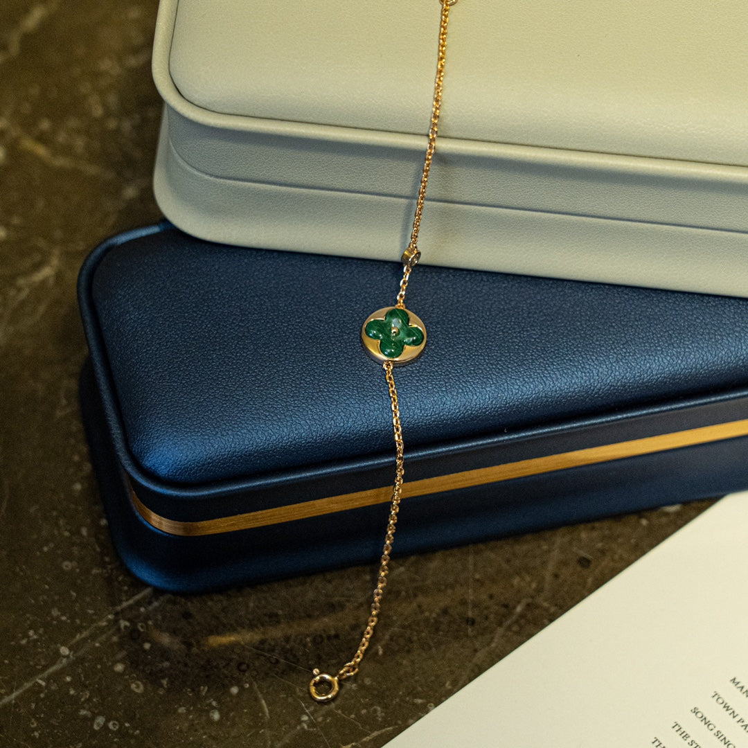 [Novalux]SUN MALACHITE 1 DIAMOND ROSE GOLD BRACELET