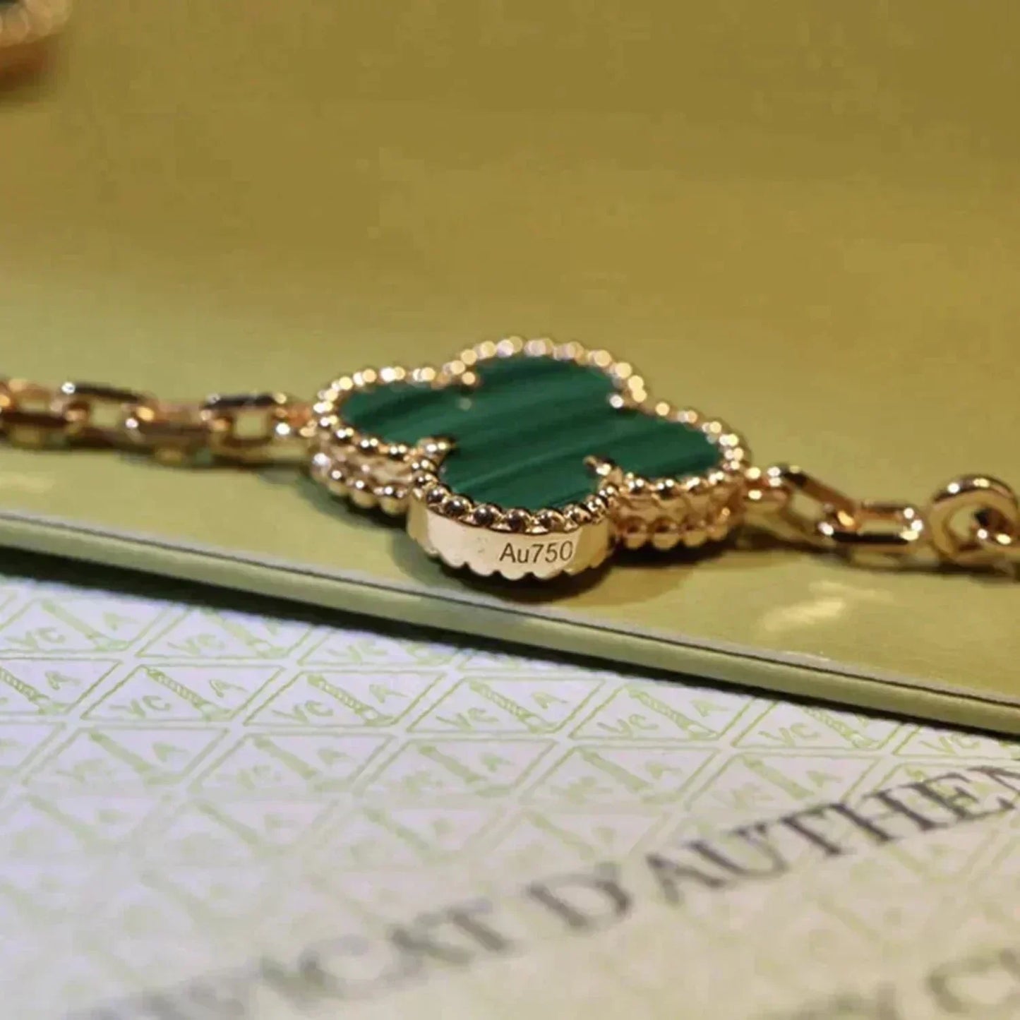 [Novalux]LUCKY CLOVER 5-MOTIF BRACELET - MALACHITE COLLECTION